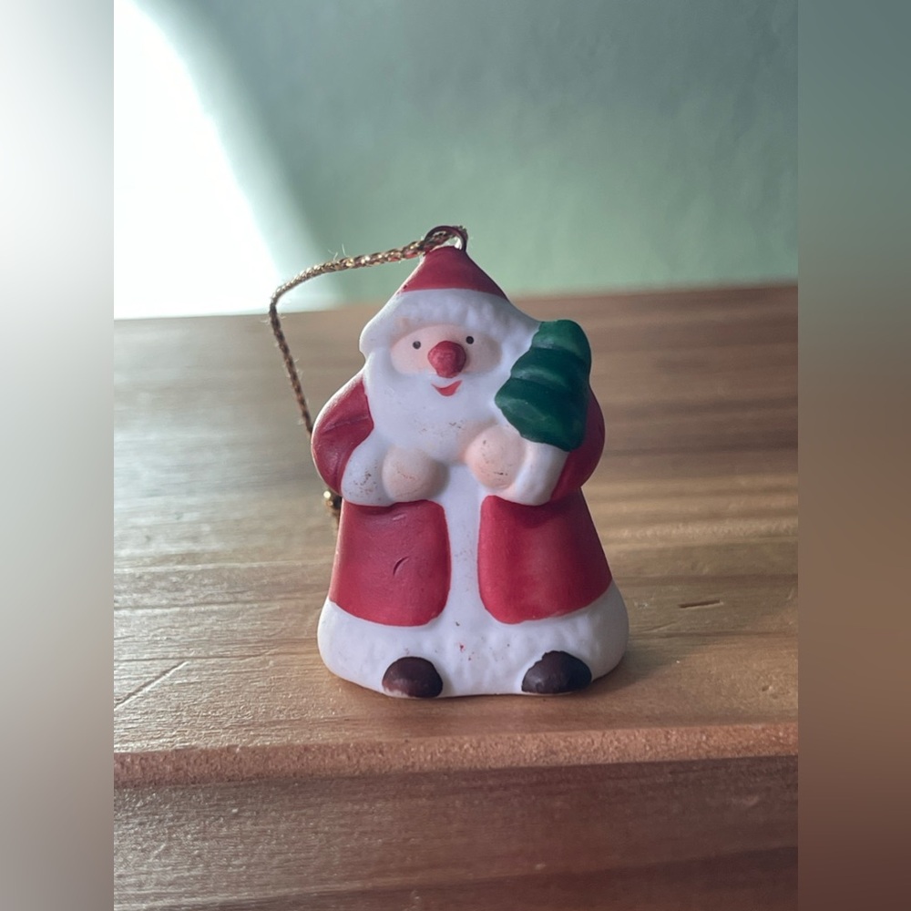 Vintage Miniature Christmas Figure Ornament Santa 1.5” Russ Berrie & Co Ceramic